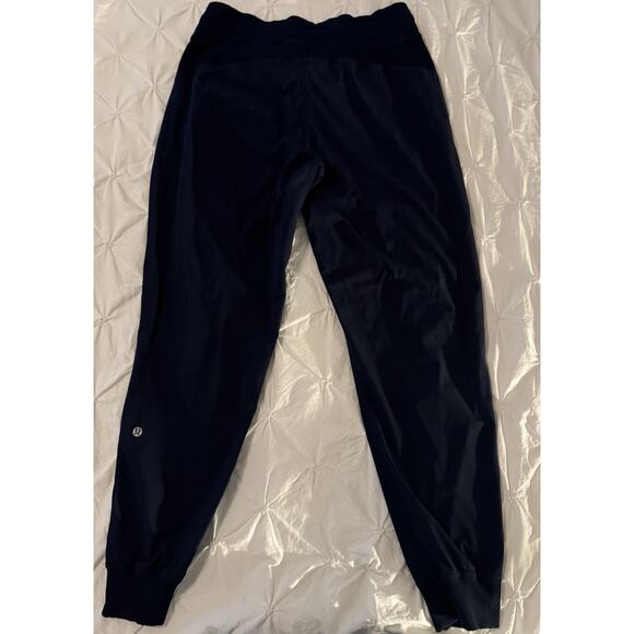 Lululemon Navy Stretch High Rise Jogger Pants Drawstring Pockets Size 10 - Picture 3 of 8